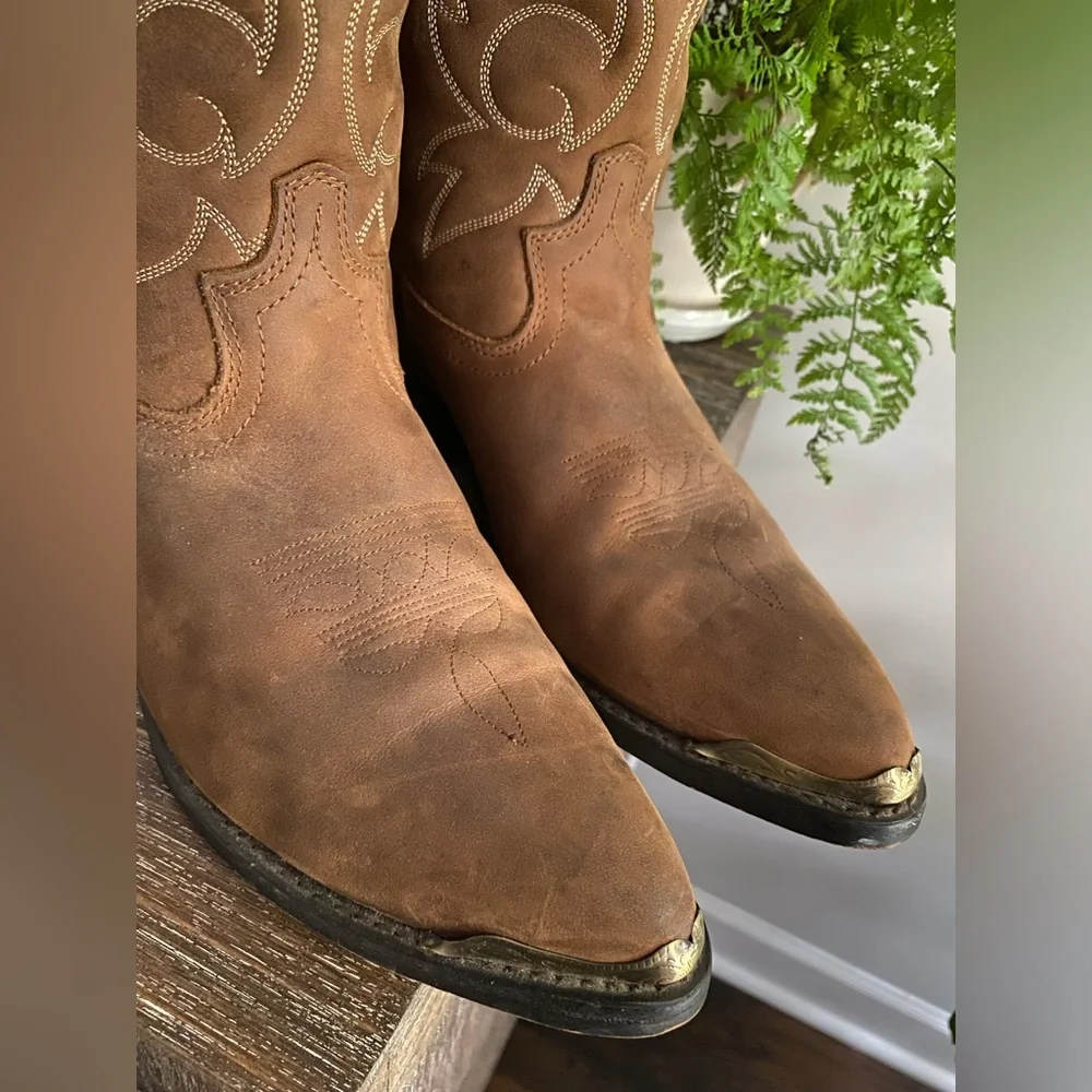 Masterson Distressed Leather R Toe Cowboy Western Boots Mens 11 D Brown Tan‎